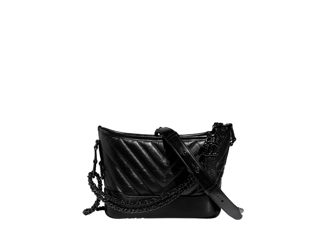 Chanel Chanel Small Gabrielle Hobo Bag Chevron Aged Calfskin So Black