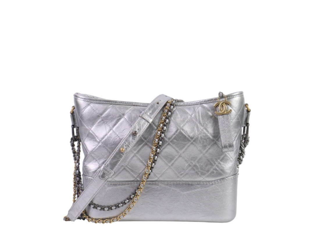 Chanel Chanel Gabrielle Medium Hobo Bag Silver Metallic