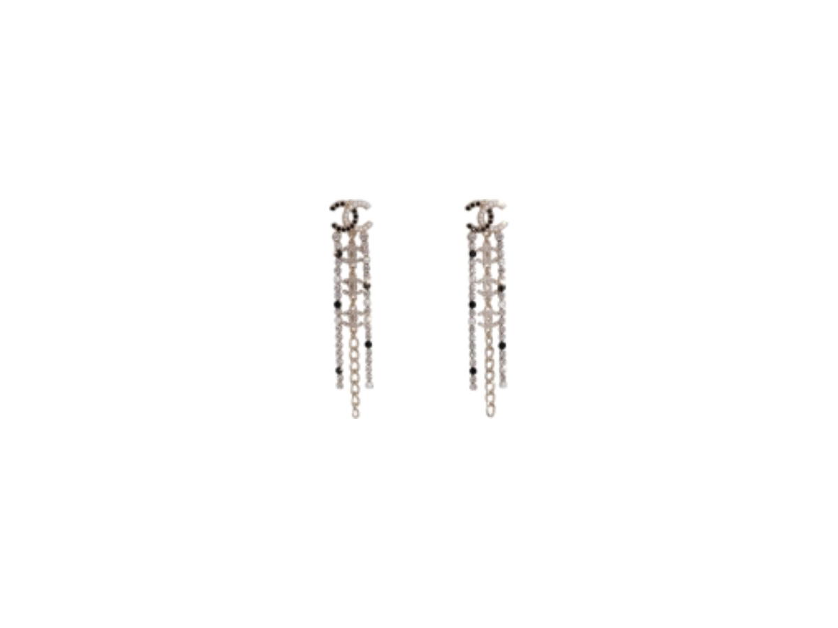 Chanel Chanel Coco Mark Metal Strass Costume Pearl Earrings Gold Black