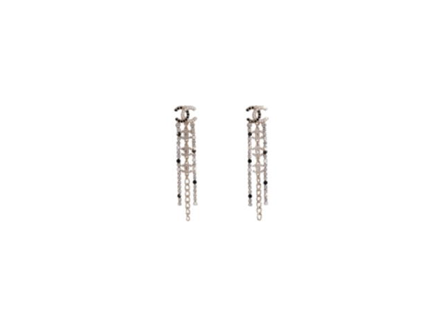 Chanel Chanel Coco Mark Metal Strass Costume Pearl Earrings Gold Black - view 1