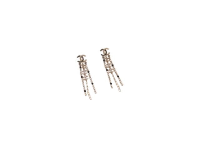 Chanel Chanel Coco Mark Metal Strass Costume Pearl Earrings Gold Black - view 2