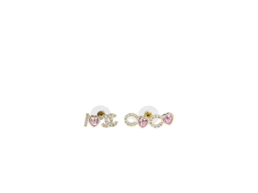 Chanel Chanel Coco Earrings In Metal And Diamantés Gold With Pink Crystal