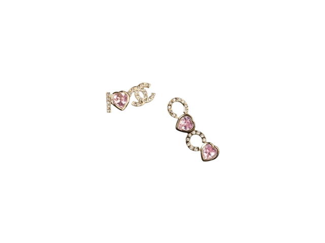 Chanel Chanel Coco Earrings In Metal And Diamantés Gold With Pink Crystal - view 2
