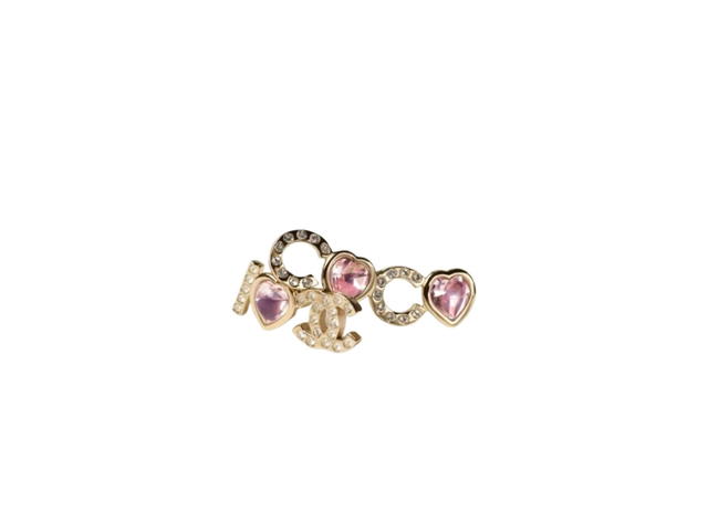 Chanel Chanel Coco Earrings In Metal And Diamantés Gold With Pink Crystal - view 3