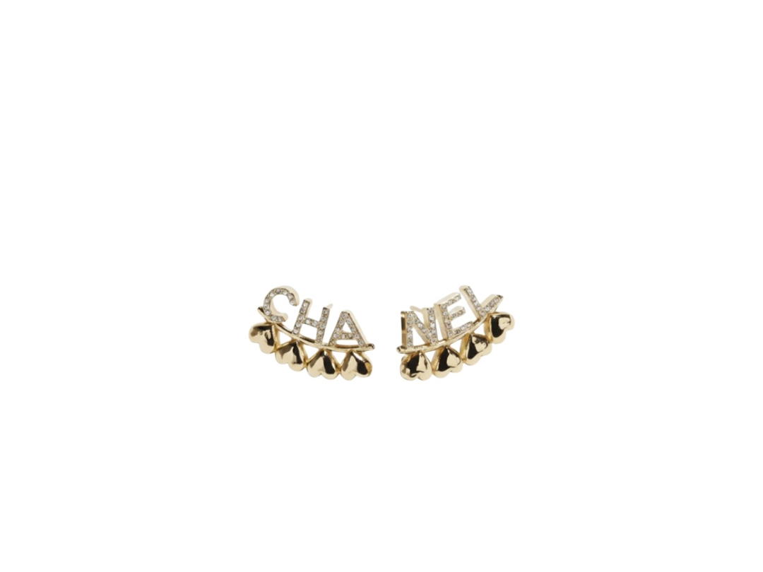 Chanel Chanel Stud Earrings In Gold Metal-Crystal Strass