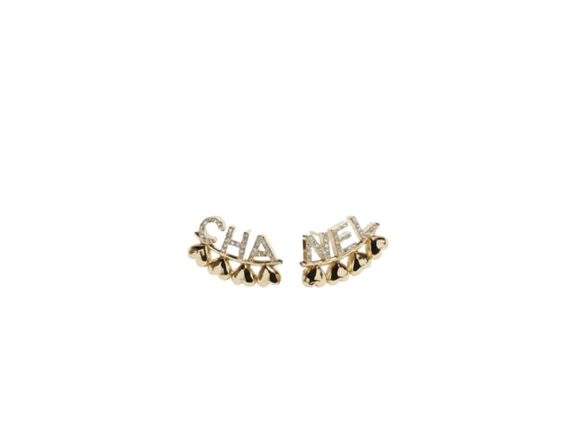 Chanel Chanel Stud Earrings In Gold Metal-Crystal Strass - view 1