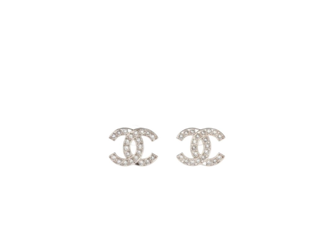 Chanel Chanel CC Stud Earrings In Champagne Gold-Tone Metal With Crystals