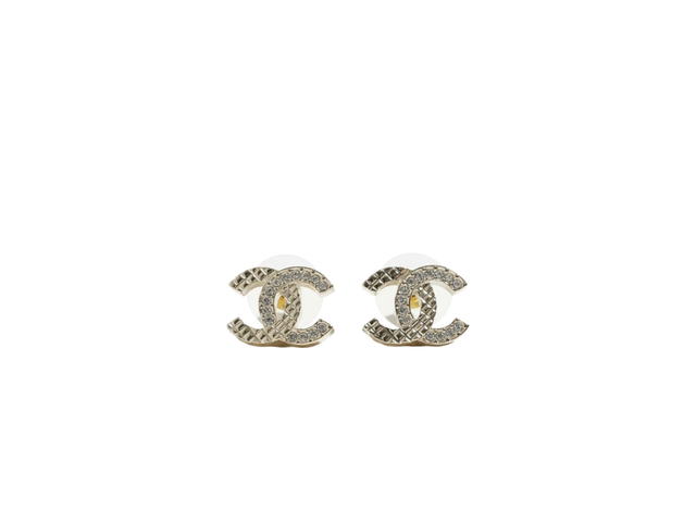 Chanel Chanel Chassic CC Earrings In Rhinestone and Diamond Pattern Gold - view 1