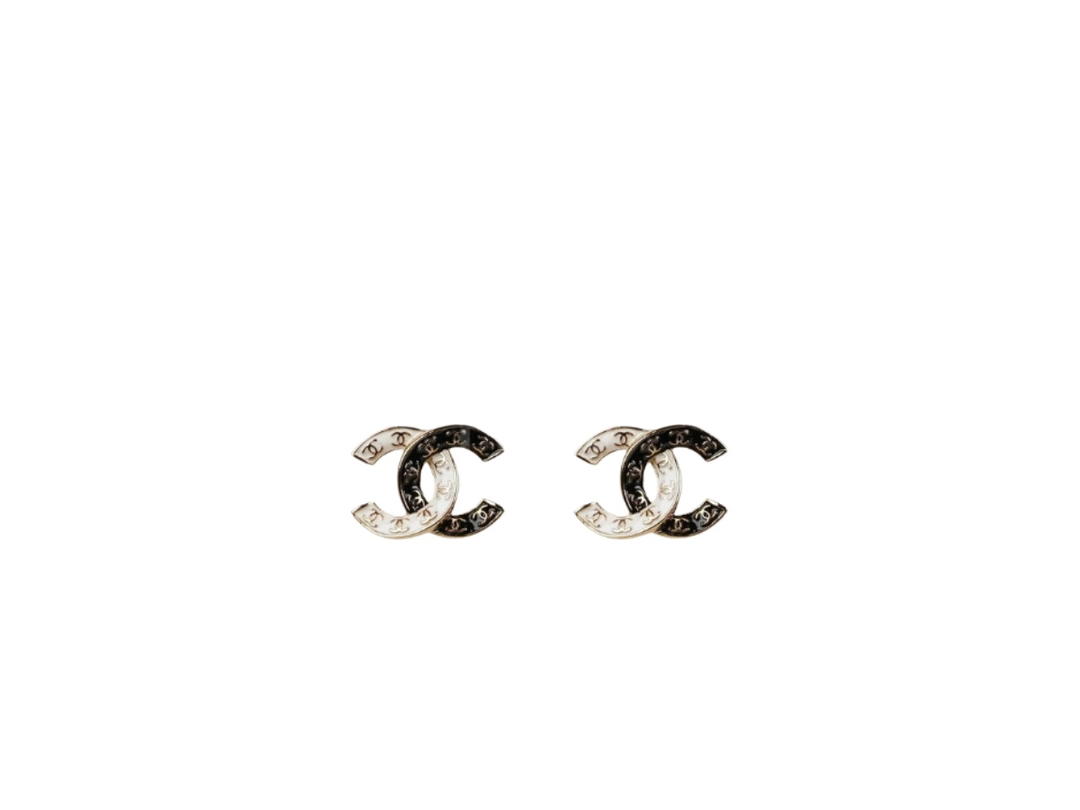 Chanel Chanel Stud Earrings In Metal Gold White and Black