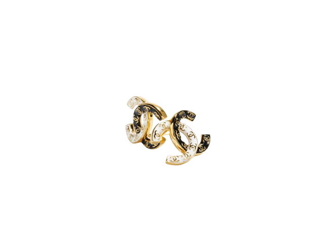 Chanel Chanel Stud Earrings In Metal Gold White and Black - view 3