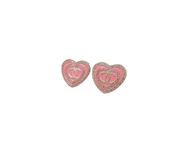 Chanel Chanel Heart Double C Earrings Pink - view 2