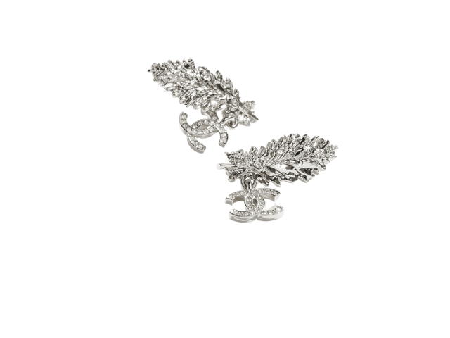 Chanel Chanel Stud Earrings In Silver Metal With Strass Hardware Gold Crystal - view 3