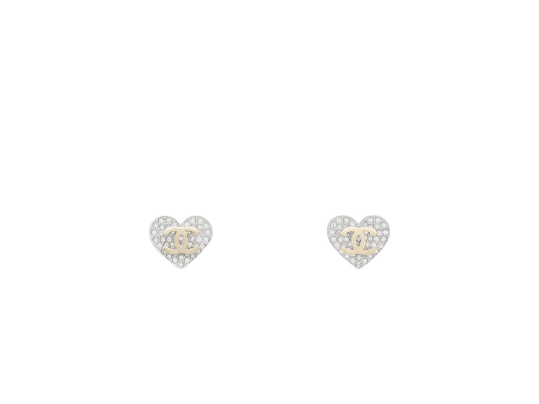 Chanel Chanel Coco Mark CC Mark Stud Heart Earrings Gold