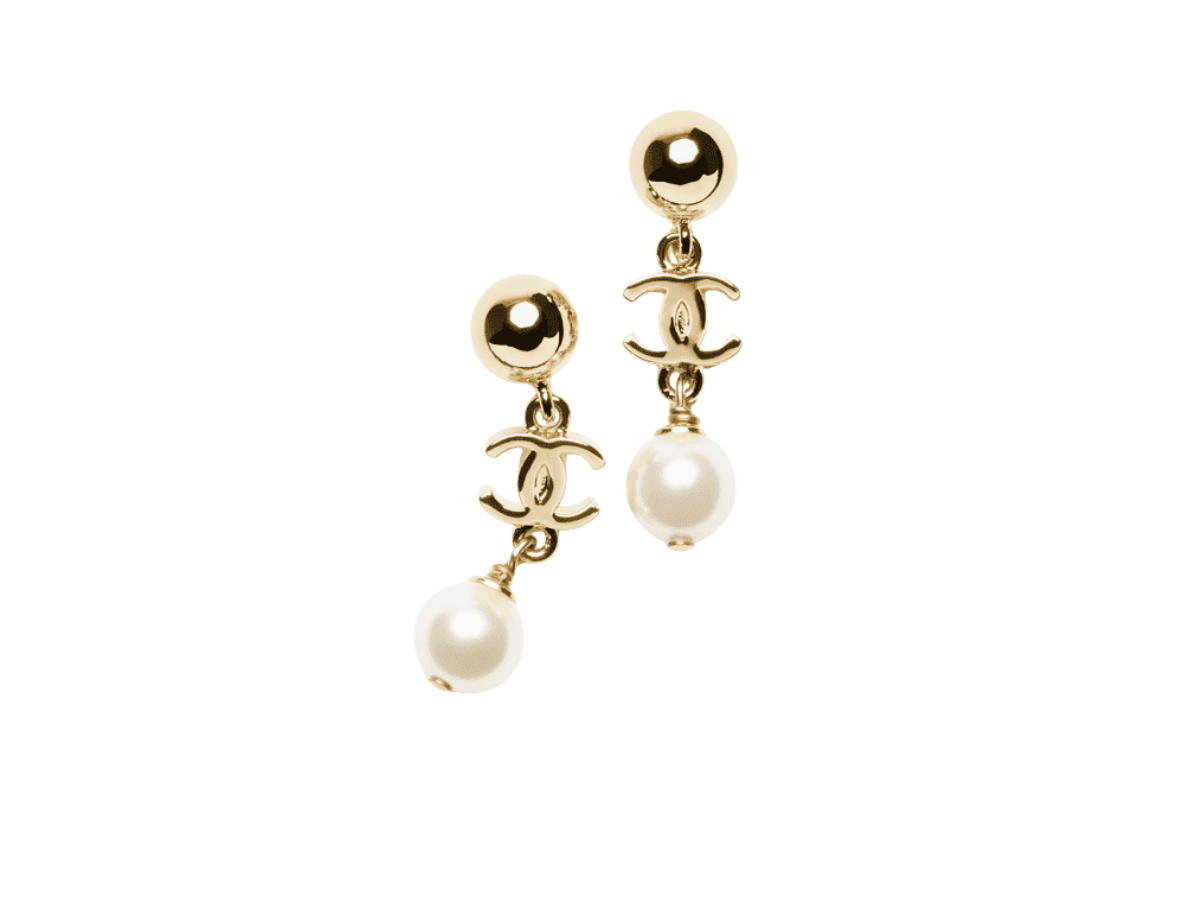 Buy Chanel Dangling Earrings Gold Pearl White at Sasom – Authentic and Ready to Ship