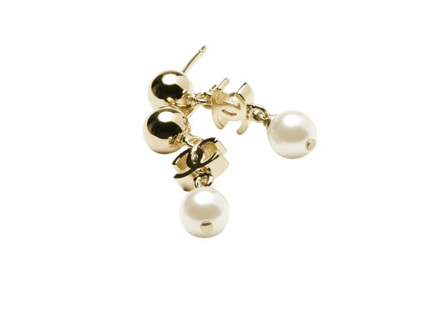Chanel Chanel Dangling Earrings Gold Pearl White - view 2