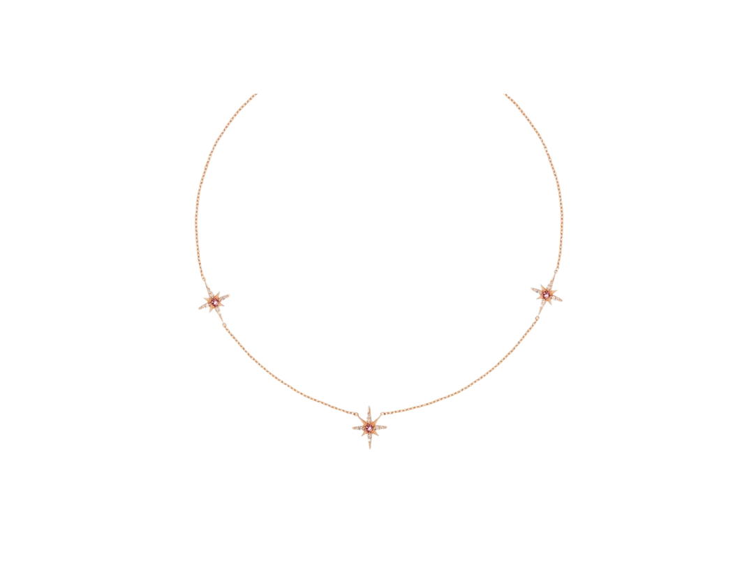 ACEMI Jewelry A.CEMI สร้อยคอเสริมดวงความรัก พลอยแท้สีชมพู Pink Tourmaline 8 Triple Star Necklace รักสมหวังดั่งปรารถนา