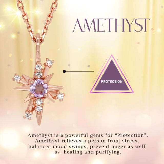 ACEMI Jewelry A.CEMI สร้อยคอเสริมดวง อะเมทิสต์ Amethyst 12 Fortune Star Necklace ปกป้อง คุ้มครอง - view 7