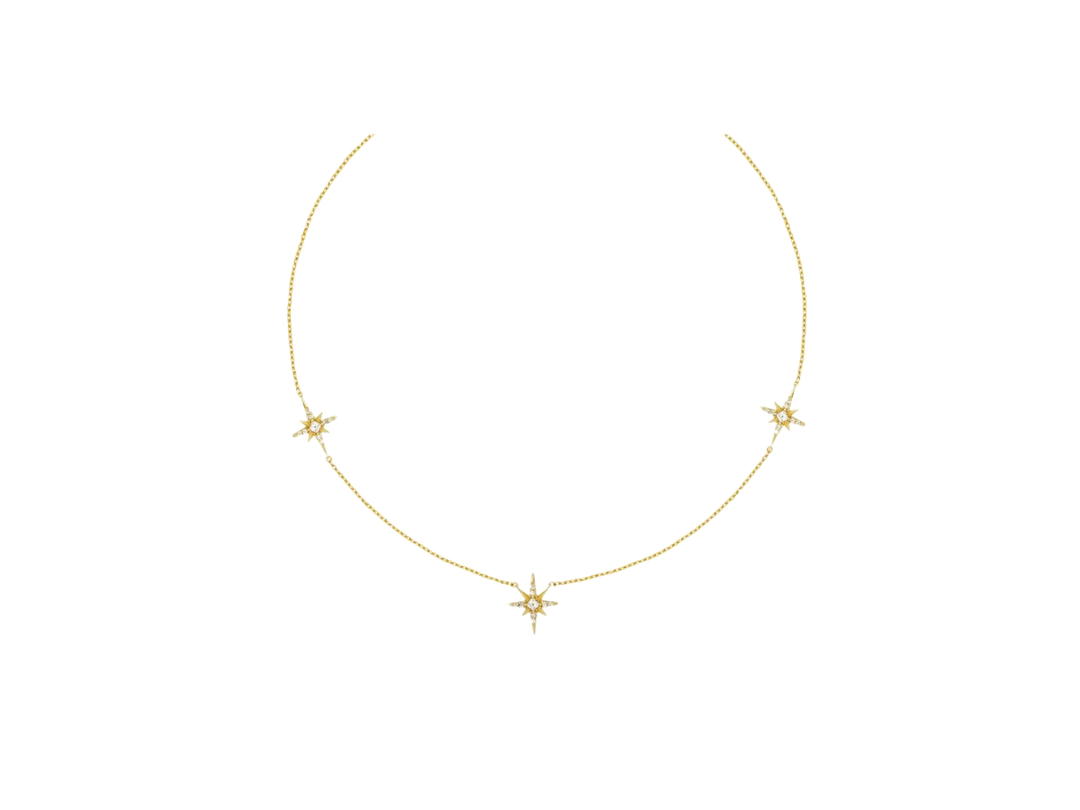 ACEMI Jewelry A.CEMI สร้อยคอเสริมดวง เพทายขาว White Zircon 8 Triple Star Necklace มั่งคั่งร่ำรวย