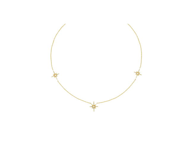 ACEMI Jewelry A.CEMI สร้อยคอเสริมดวง เพทายขาว White Zircon 8 Triple Star Necklace มั่งคั่งร่ำรวย - view 1