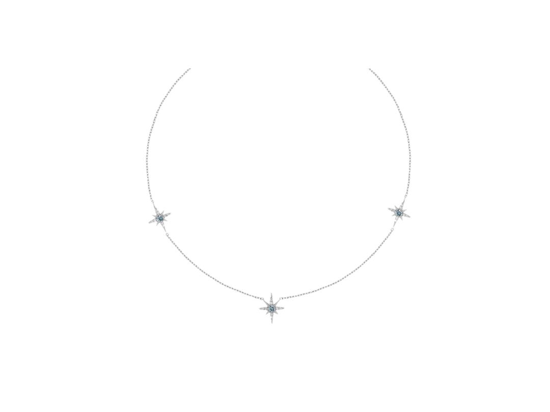 ACEMI Jewelry A.CEMI สร้อยคอเสริมดวง พลอยแท้ Blue Topaz 8 Triple Star Necklace มอบความสำเร็จ ความรัก