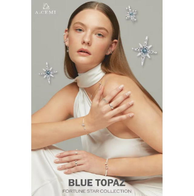 ACEMI Jewelry A.CEMI Blue Topaz 12 Fortune Star Earring - view 4