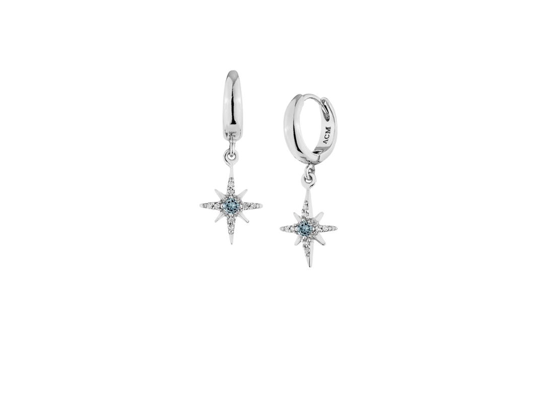 ACEMI Jewelry A.CEMI Blue Topaz 8 Fortune Star Hoop
