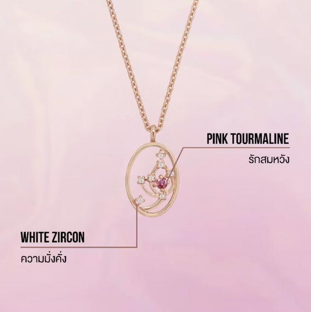ACEMI Jewelry A.CEMI Celestial Lakshmi Necklace สร้อยคอมหาเทพ พระแม่ลักษมี พลอยพิงค์ทัวร์มาลีน พลอยเพทายขาว เงินแท้ชุบทองแท้ 18K - view 4