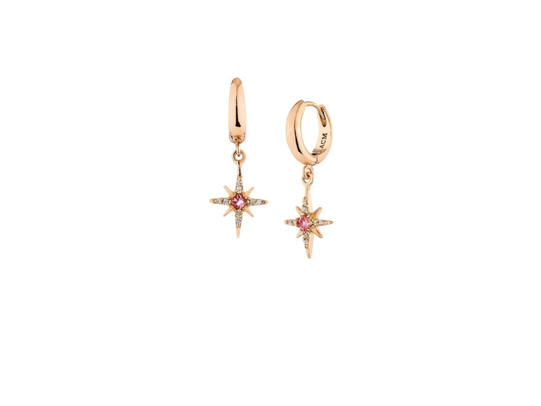 ACEMI Jewelry A.CEMI Pink Tourmaline 8 Fortune Star Hoop
