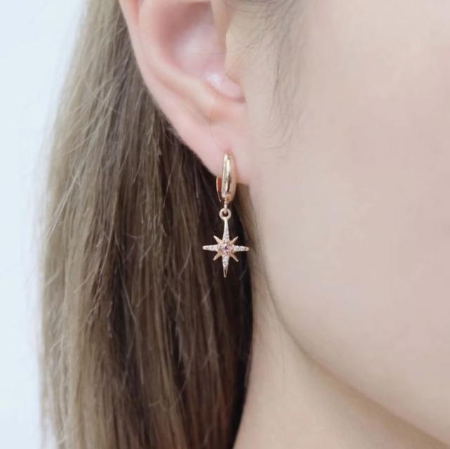 ACEMI Jewelry A.CEMI Pink Tourmaline 8 Fortune Star Hoop - view 5