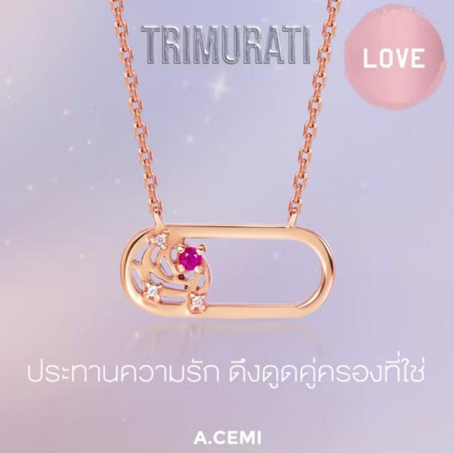 ACEMI Jewelry A.CEMI Trimurati Universe Galaxy Necklace via สร้อยคอมหาเทพ พระตรีมูรติ พลอยทับทิม เงินแท้ชุบทอง - view 2