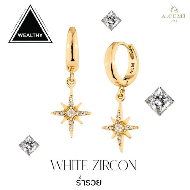 ACEMI Jewelry A.CEMI White Zircon 8 Fortune Star Hoop - view 2