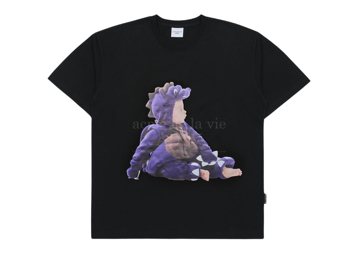 acmé de la vie Acmé De La Vie Baby Face Purple Dinosaur Short Sleeve T-Shirt Black