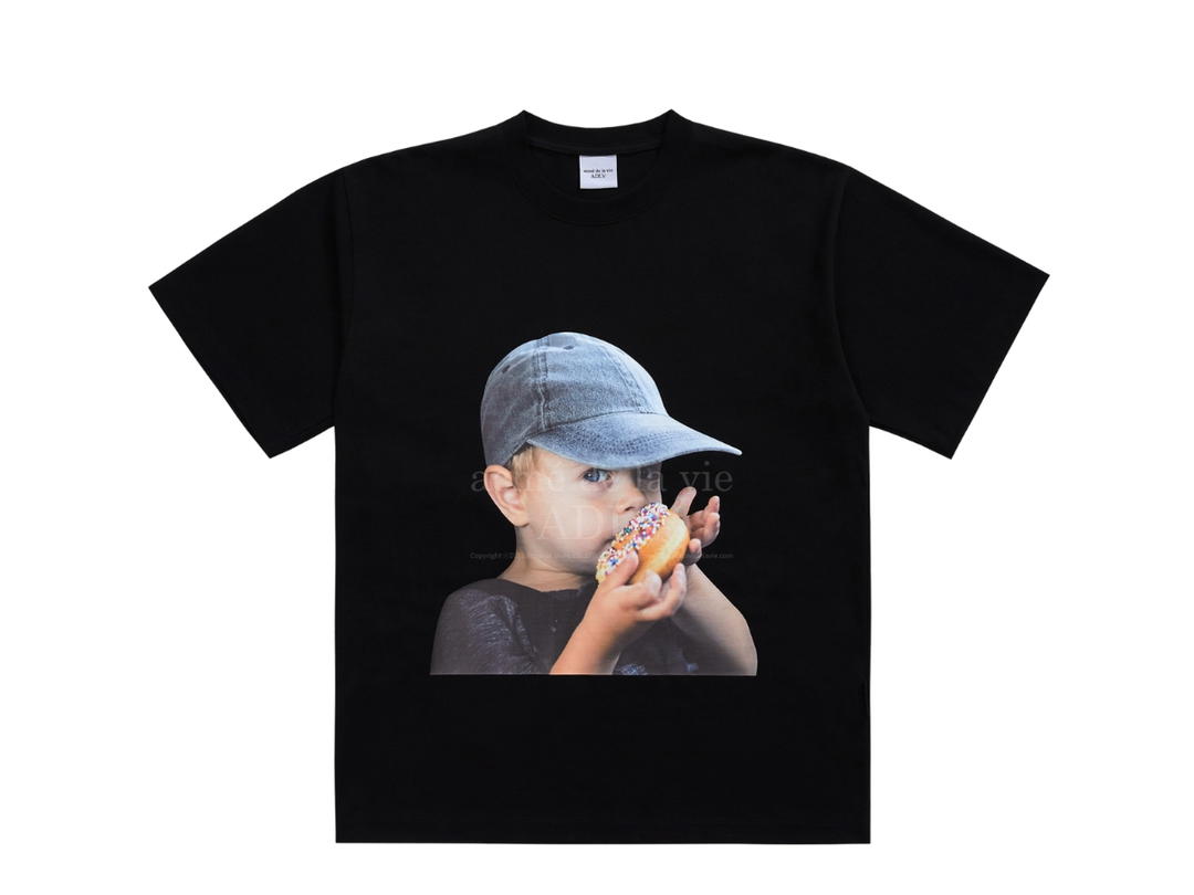 acmé de la vie acmé de la vie Baby Face Short Sleeve T-Shirt Black Cap Boy Black