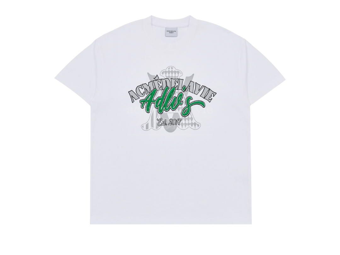 acmé de la vie acmé de la vie x Lisa A Logo Monogram Embossing Embroidery Short Sleeve T-shirt White