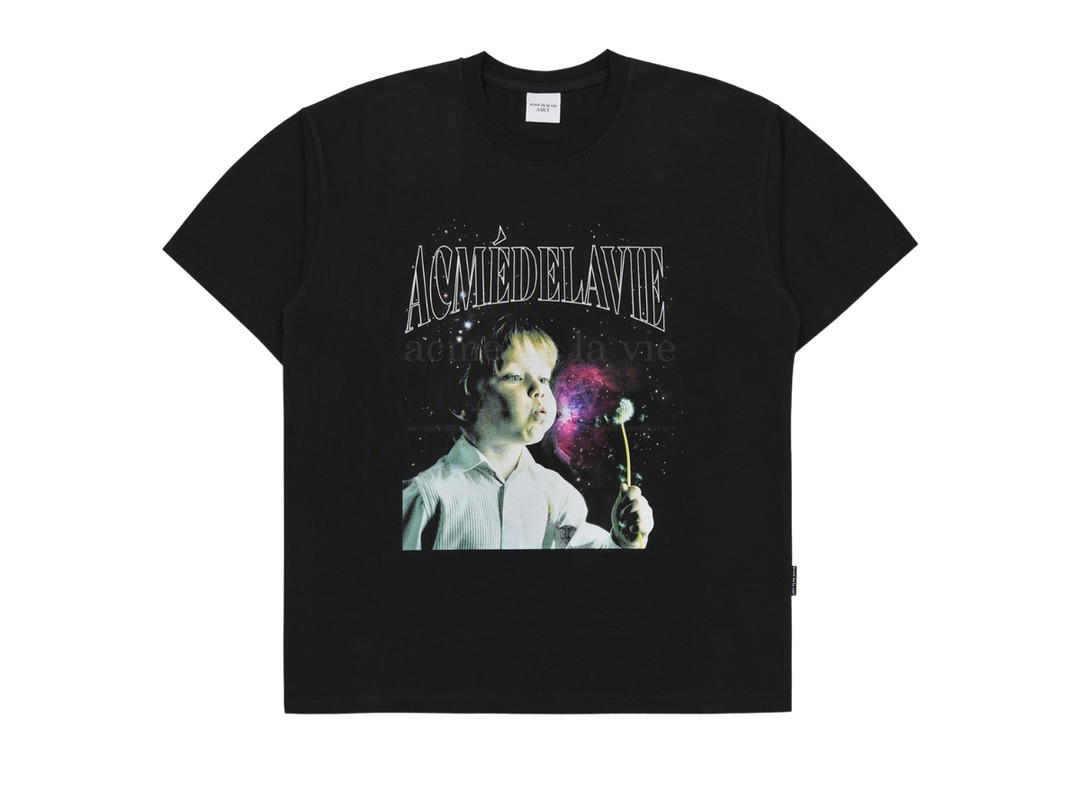 acmé de la vie acmé de la vie x Lisa Dtp Dandelion Boy Baby Face Short Sleeve T-shirt Black