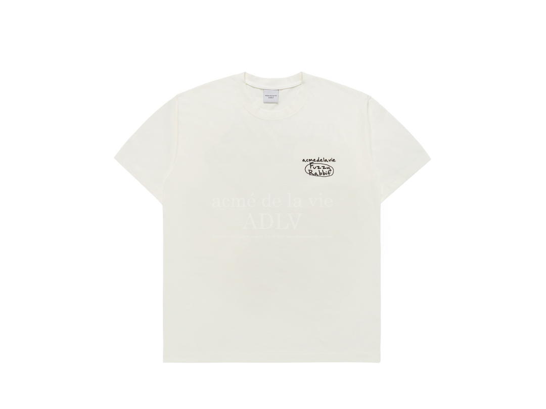 acmé de la vie acmé de la vie Doodle Fuzzy Rabbit Short Sleeve T-shirt Cream