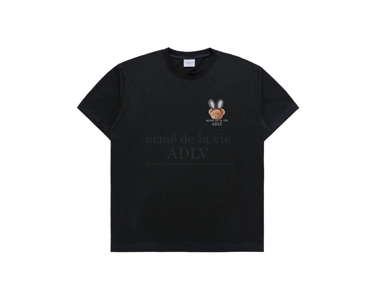 acmé de la vie acmé de la vie Rabbit Bear Doll Logo Short Sleeve T-shirt Black