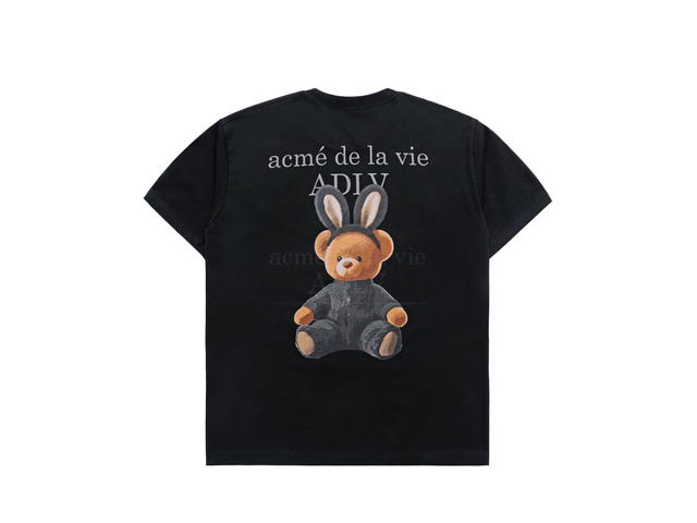 acmé de la vie acmé de la vie Rabbit Bear Doll Logo Short Sleeve T-shirt Black - view 2