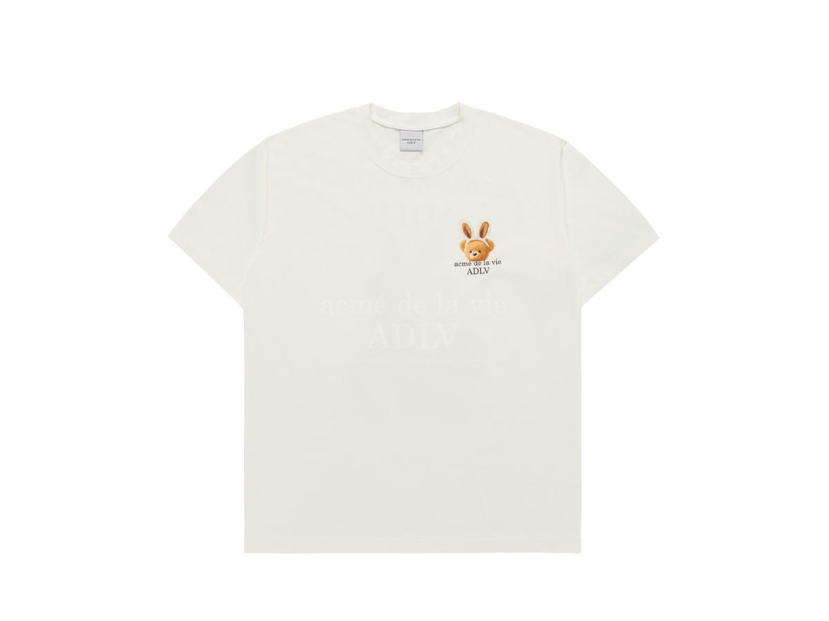 acmé de la vie acmé de la vie Rabbit Bear Doll Logo Short Sleeve T-shirt Cream