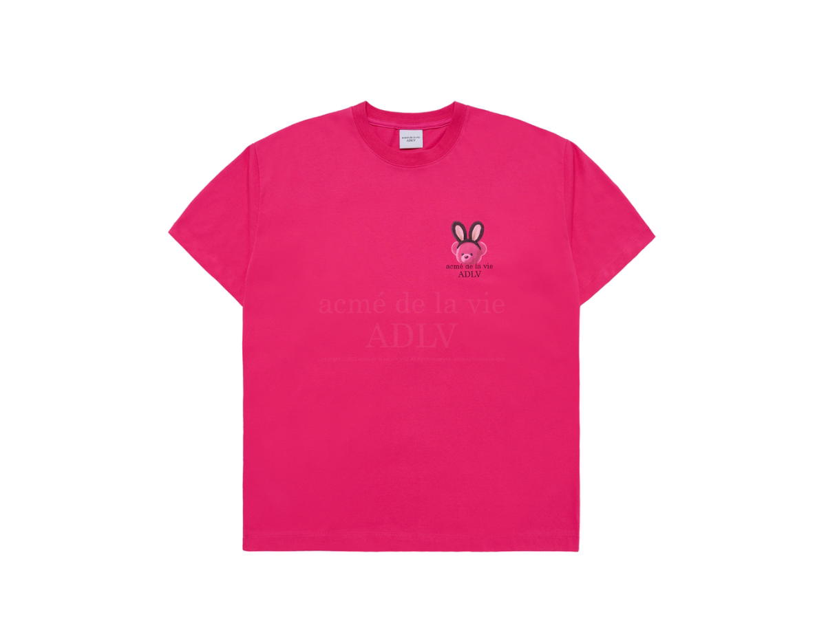 acmé de la vie acmé de la vie Rabbit Bear Doll Logo Short Sleeve T-shirt Pink