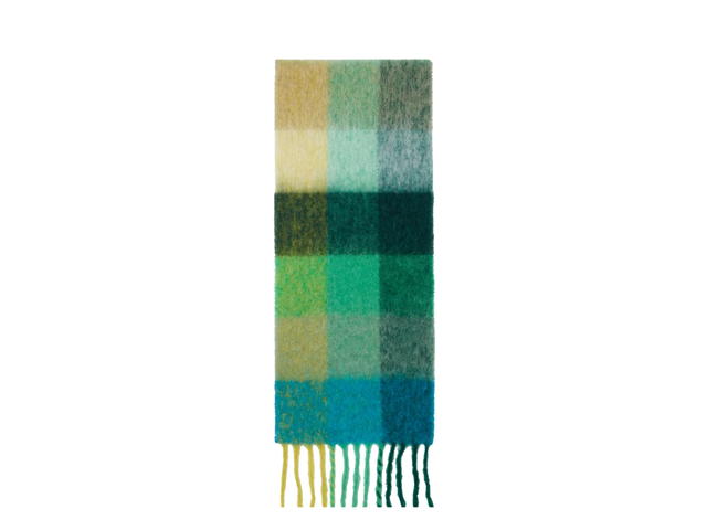 Acne Studios Acne Studios Mohair Checked Scarf Green Blue - view 2