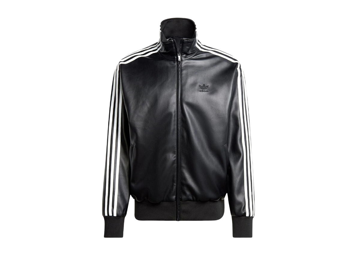 adidas adicolor Faux Leather Adicolor 3-Stripes Loose Firebird Track Suit Jacket Black