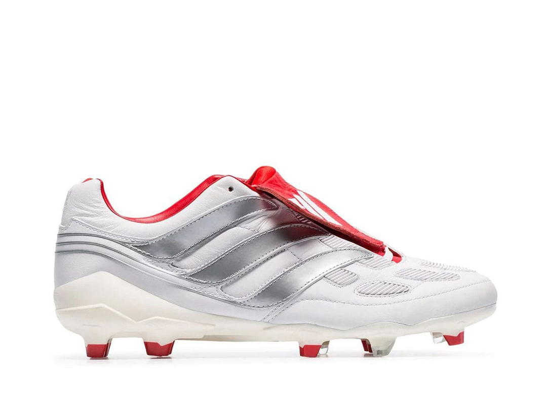 adidas Adidas White, Red And Silver X Beckham Predator Accelerator Leather Football Boots
