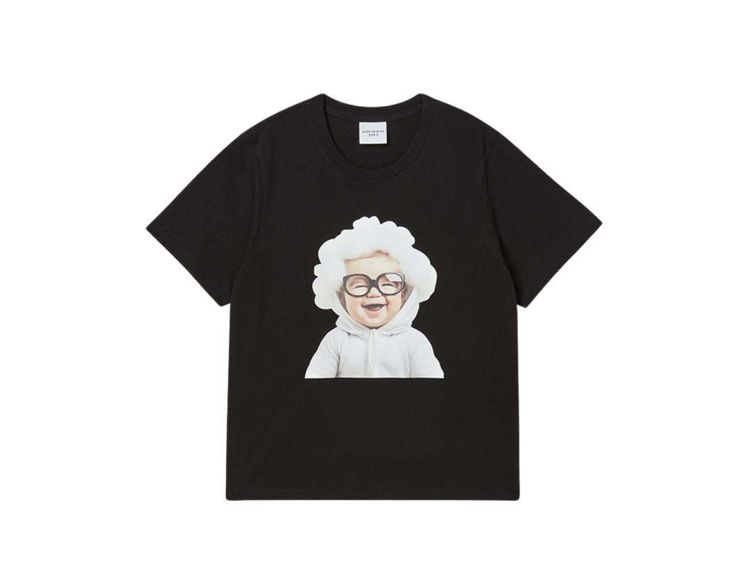 acmé de la vie acmé de la vie Baby Face Cloud Baby Short Sleeve T-shirt Black