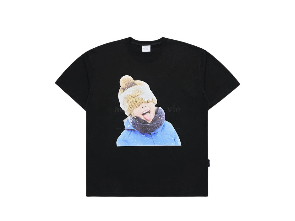 acmé de la vie acmé de la vie Baby Face Yellow Beanie Boy Short Sleeve T-Shirt Black