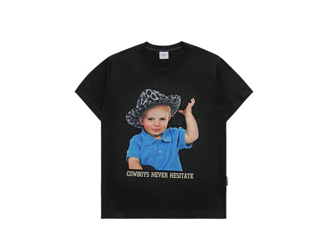 acmé de la vie acmé de la vie Cowboy Lettering Baby Face Short Sleeve T-shirt Black - view 1
