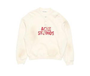 Buy Acne Studios Fleece Logo Sweatshirt - Ecru at Sasom – Authentic and Ready to Ship
