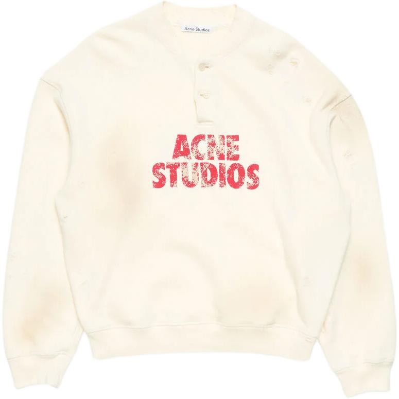Acne Studios Acne Studios Fleece Logo Sweatshirt - Ecru