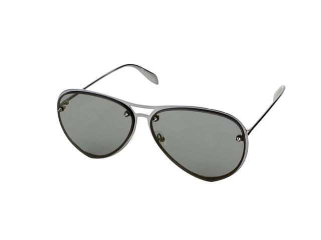 Alexander McQueen Alexander McQueen AM0102S-003 Sunglasses In Ruthenium Metal Frame With Bronze Lenses - view 1