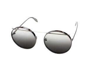 Buy Alexander McQueen AM0137SA-003 Sunglasses In Ruthenium Metal Frame With Grey Lenses at Sasom – Authentic and Ready to Ship